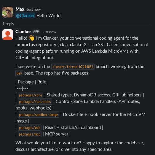 Immortus connected to Slack