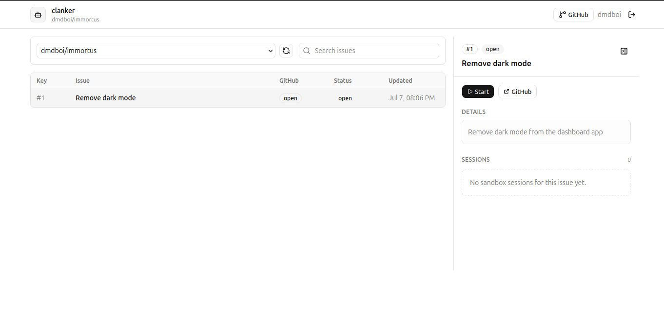 Clanker V1 dashboard